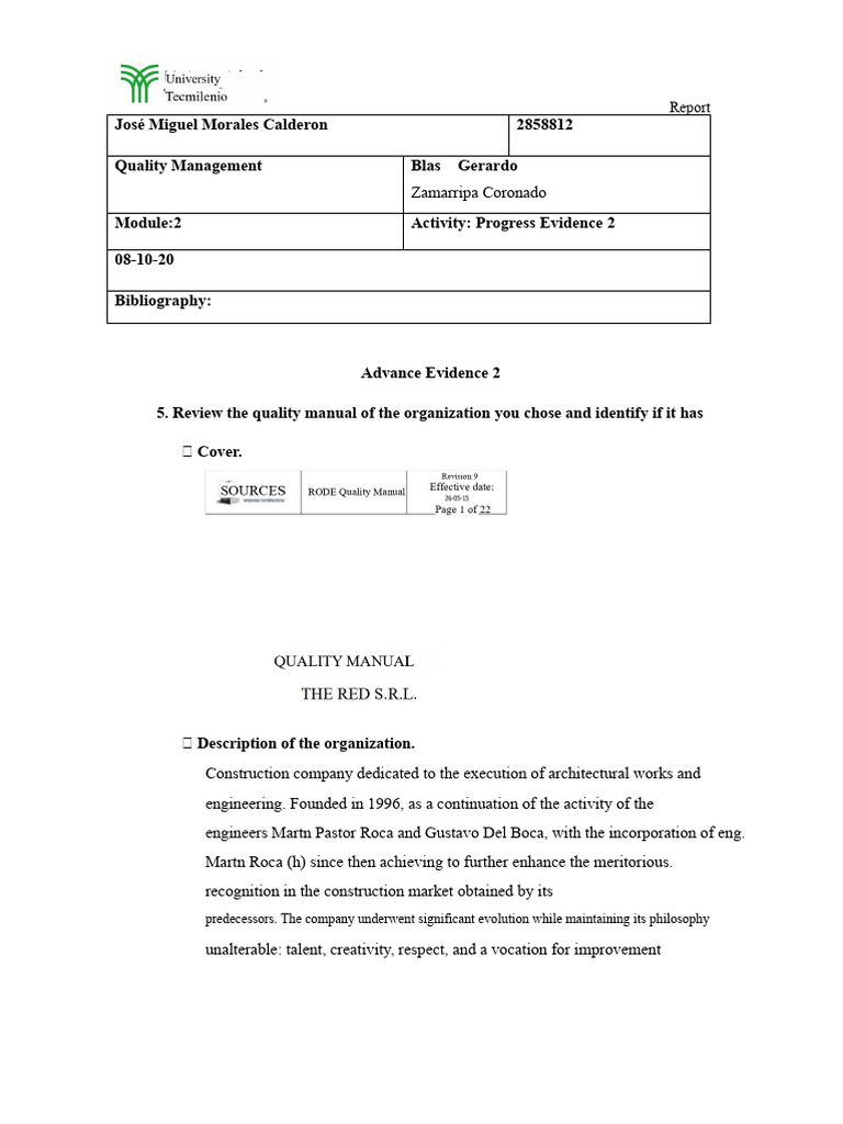 RODE S.R.L. Quality Management Overview | PDF | Quality Management ...