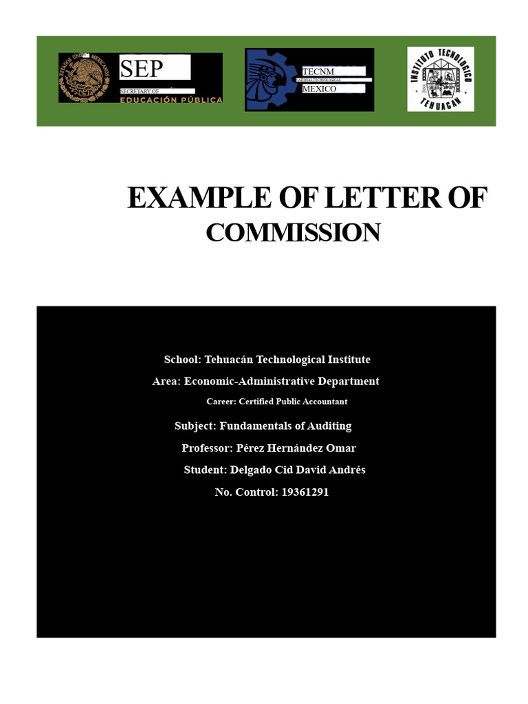 Audit Commission Letter Example | PDF | Internal Control | Audit