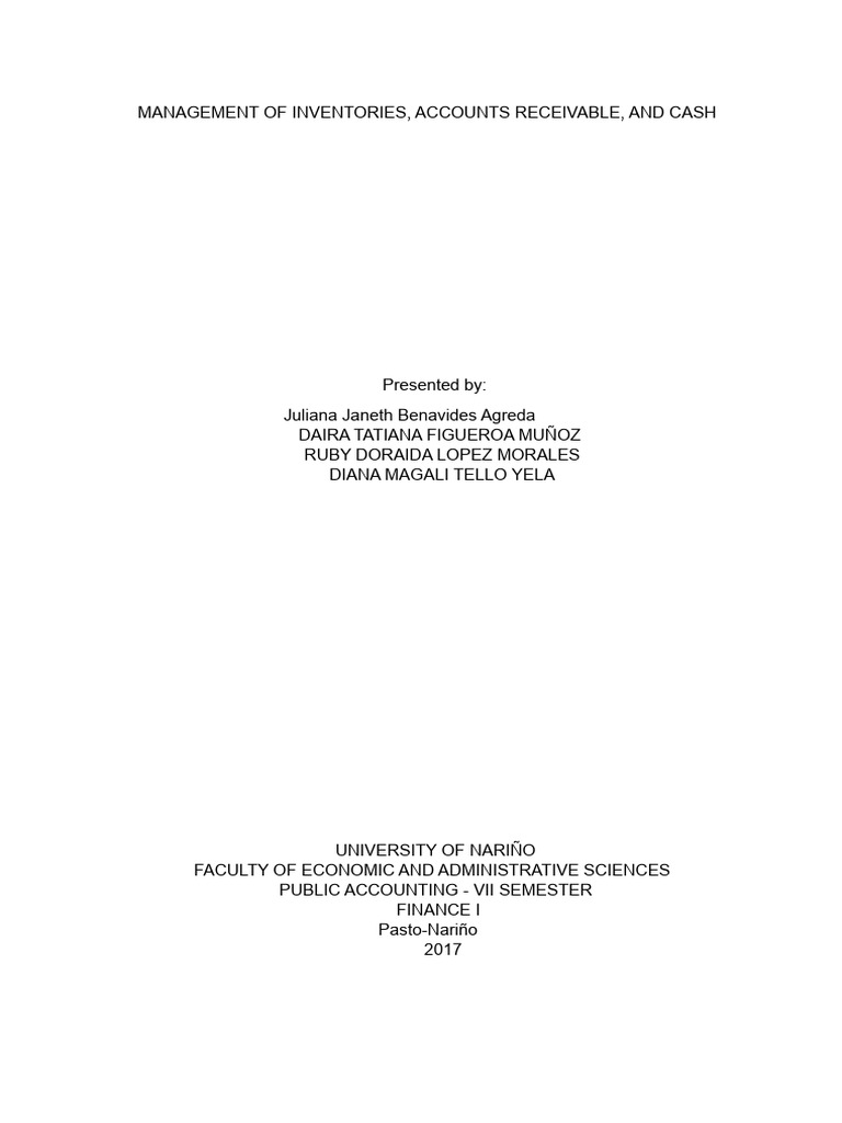 Inventory Management, Accounts Receivable, and Cash | PDF | Inventory ...