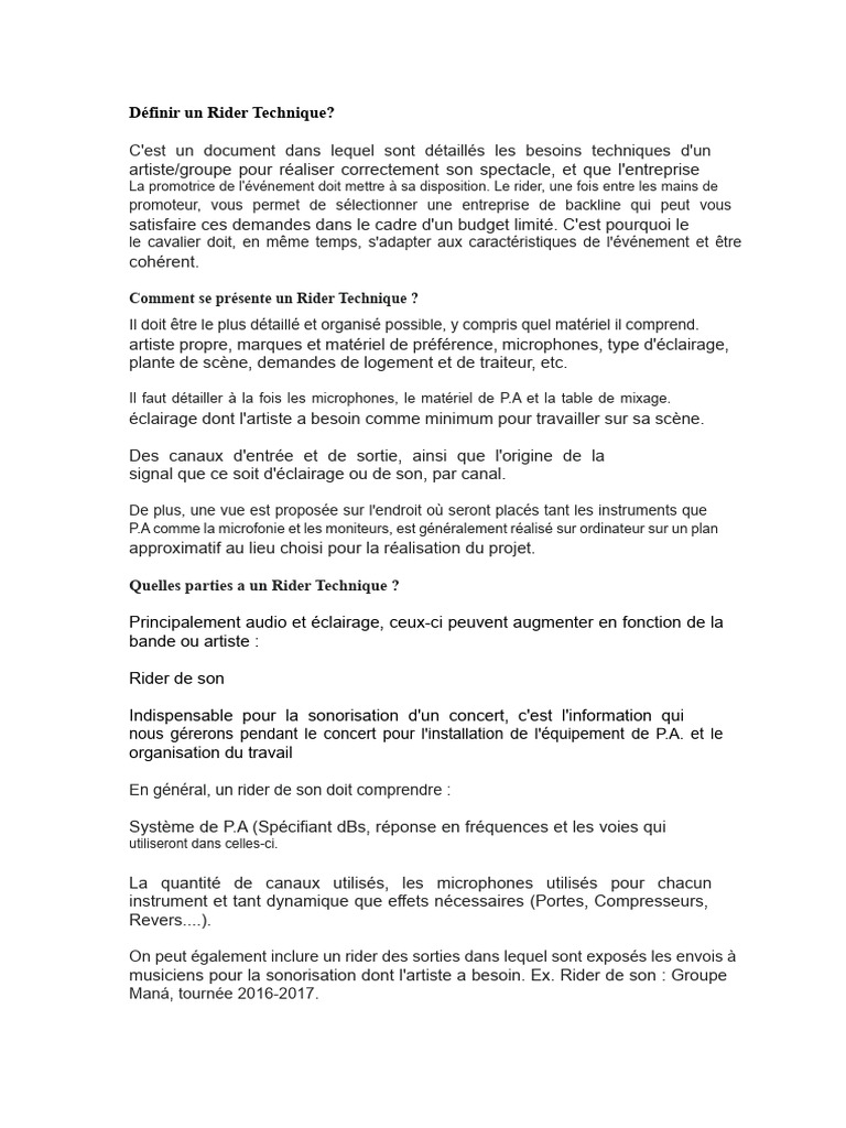Comprendre le Rider Technique | PDF | Égaliseur (Audio) | Électronique