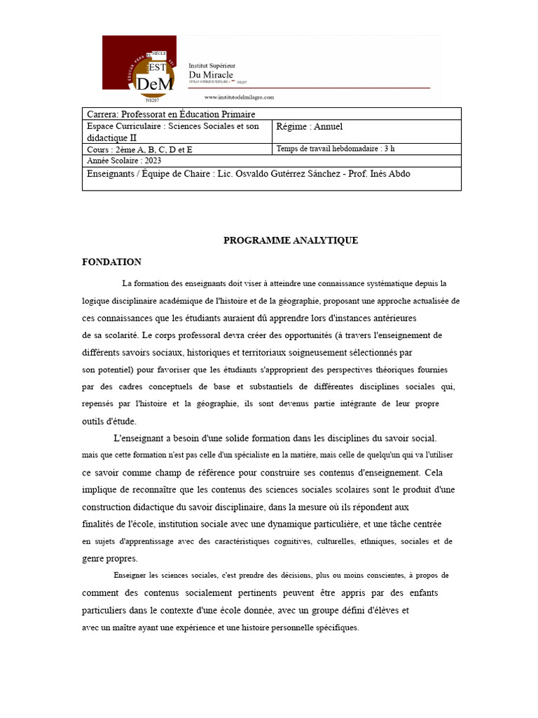 Didactique des Sciences Sociales en Primaire | PDF | Science ...