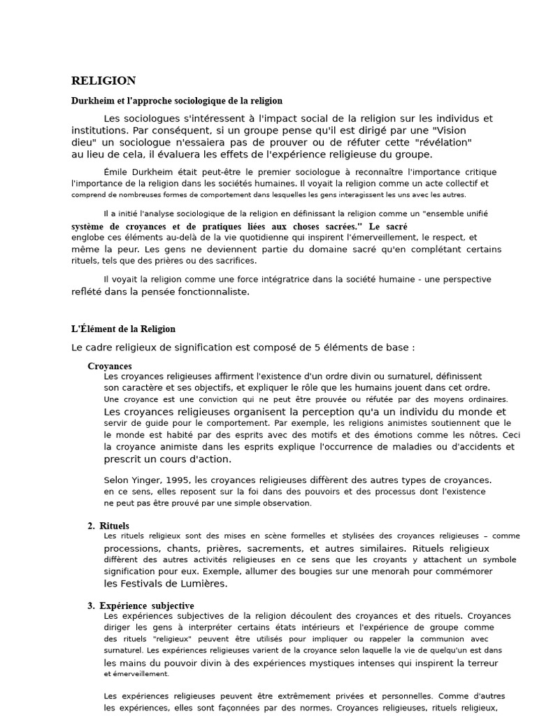 Durkheim et la sociologie de la religion | PDF | Émile Durkheim | Dieu