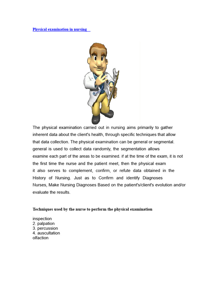 Nursing Physical Examination Techniques | PDF | Physical Examination ...