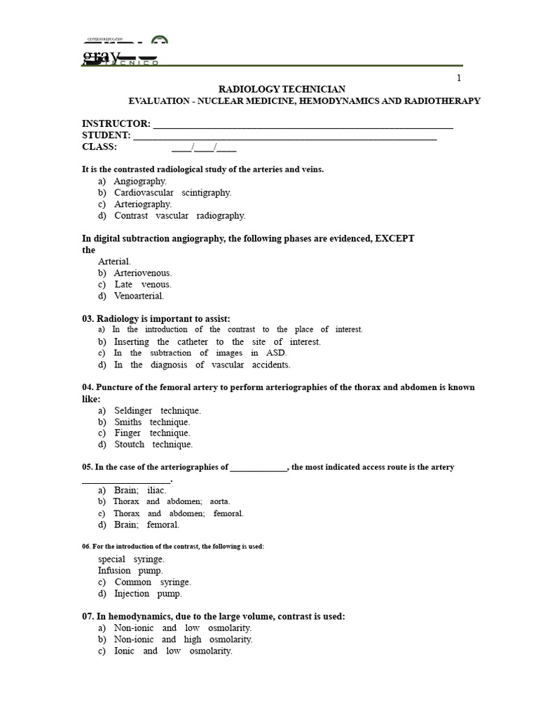Radiology Technician Evaluation Guide | PDF | Radiation Therapy ...