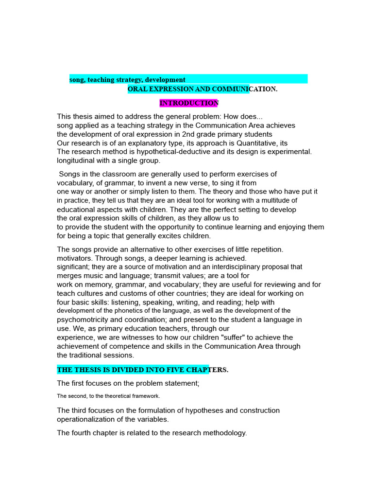 Singing As A Strategy For The Development of Oral Expression | PDF ...
