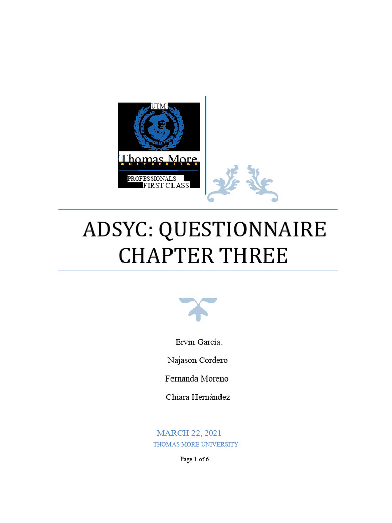 ADSYC Project Management Questionnaire | PDF | Project Management ...