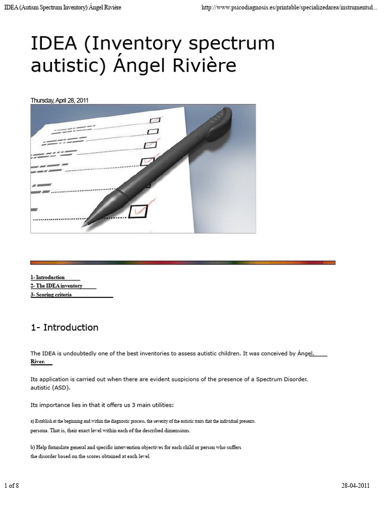 IDEA Autism Spectrum Inventory Overview | PDF | Autism | Asperger Syndrome