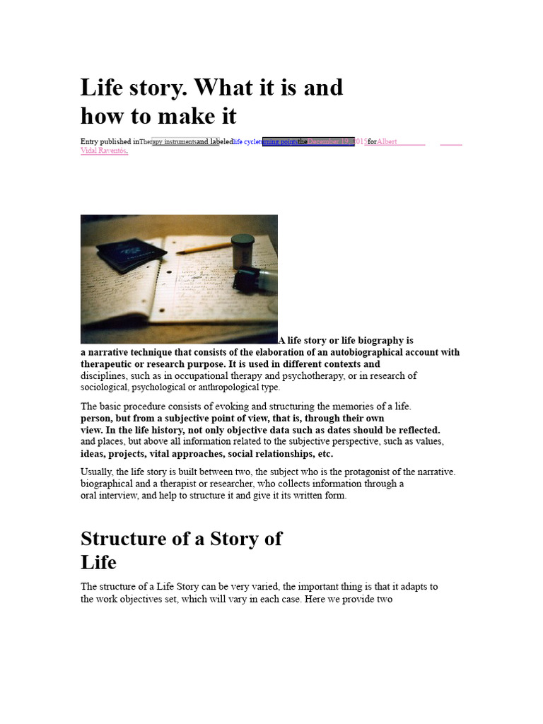 Creating a Life Story for Therapy | PDF | Psychotherapy | Narrative