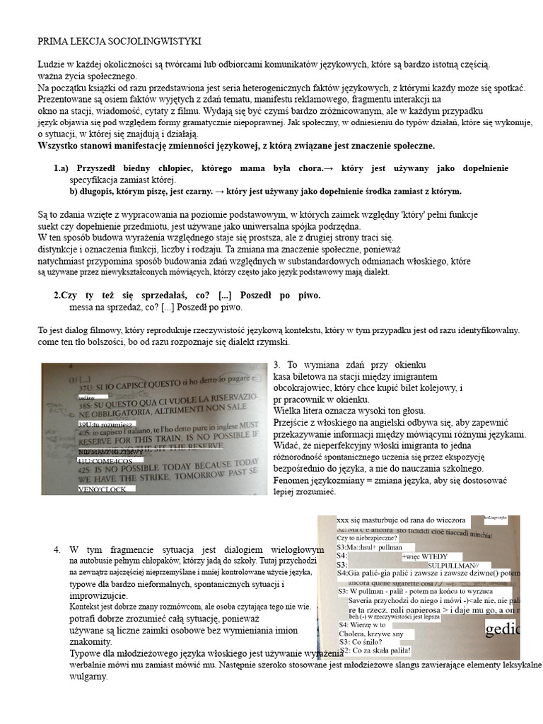 Pierwsza Lekcja Socjolingwistyki | PDF
