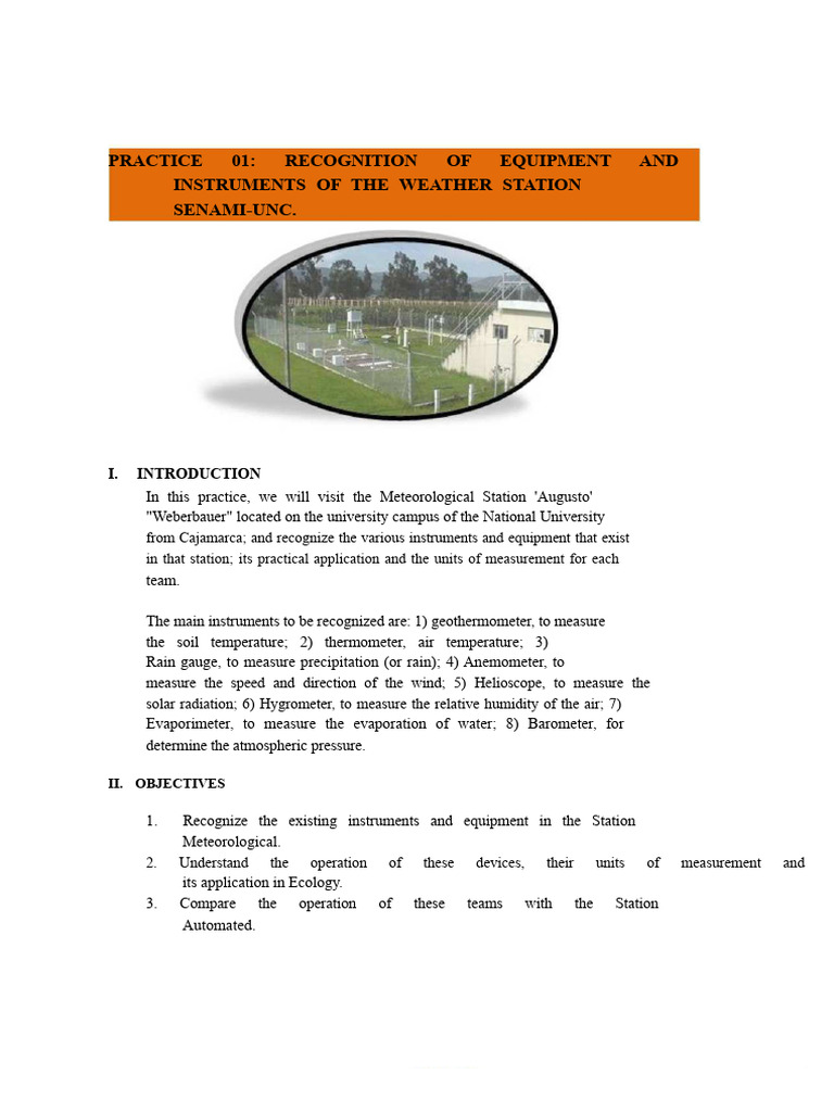 Weather Station Equipment Overview | PDF | Humidity | Atmospheric Pressure