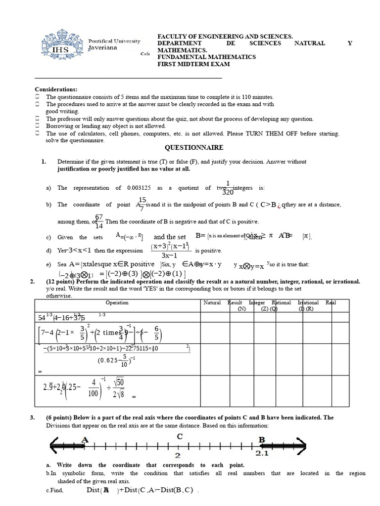 Fundamental Mathematics Exam | PDF | Mathematics