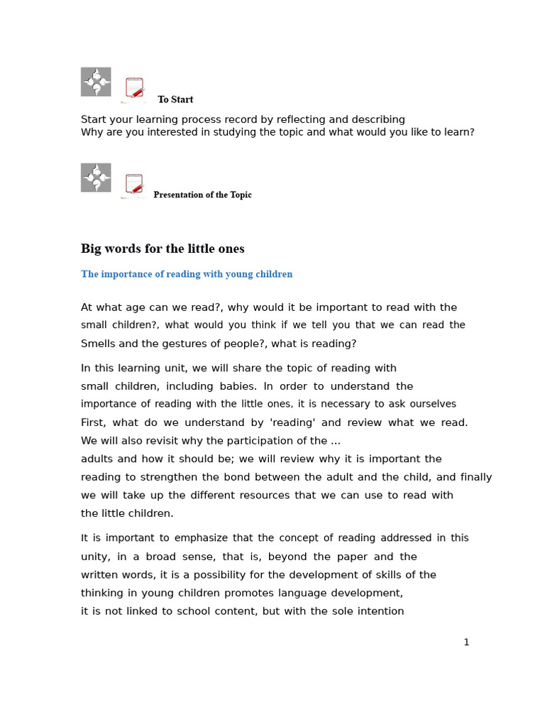 Importance of Reading to Young Children | PDF | Infants | Storytelling