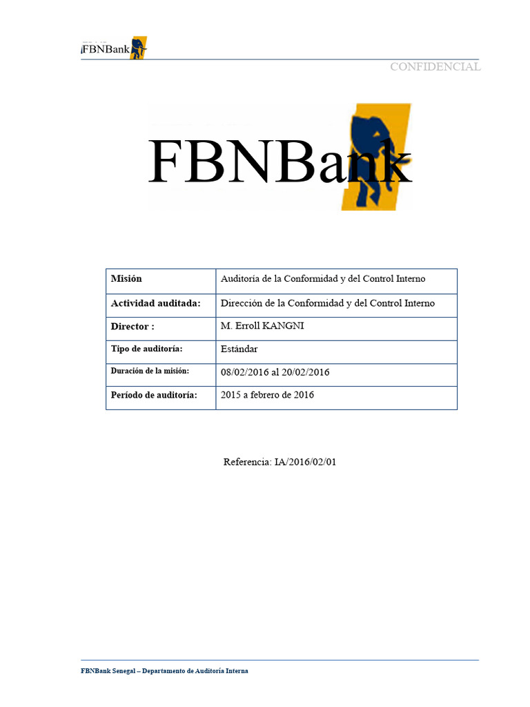 Auditoría de Control Interno en FBNBank | PDF | Auditoría | Bancos