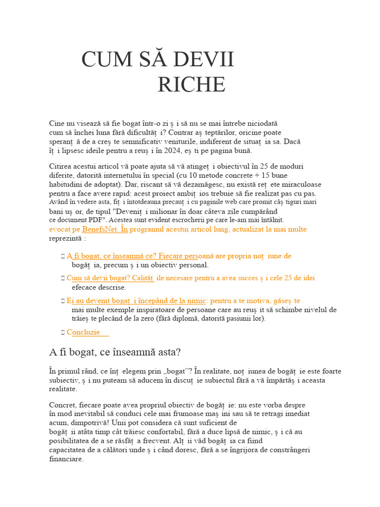 Cum Să Devii Ric | PDF