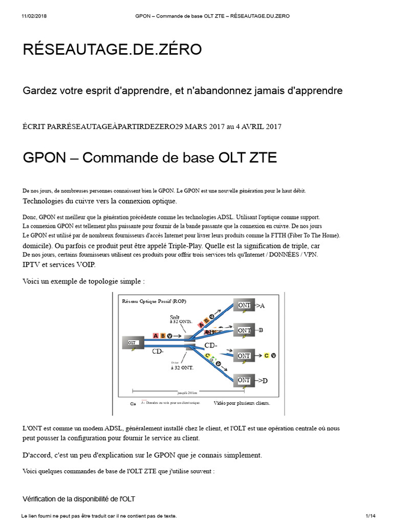 Commandes de base OLT ZTE GPON | PDF | Télécommunications | l'Internet