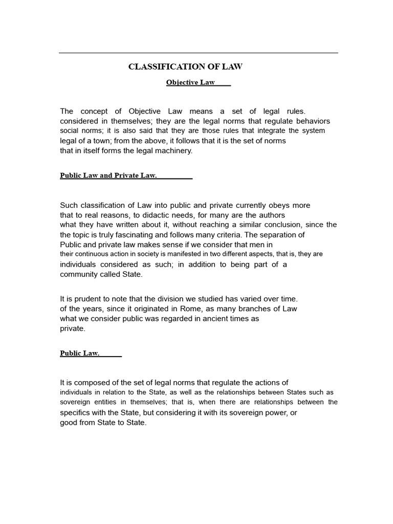 Classification of Objective Law | PDF | Public Law | Crimes