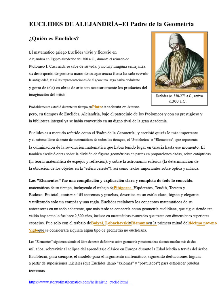 Euclides: Padre de la Geometría | PDF | Euclides | Geometría