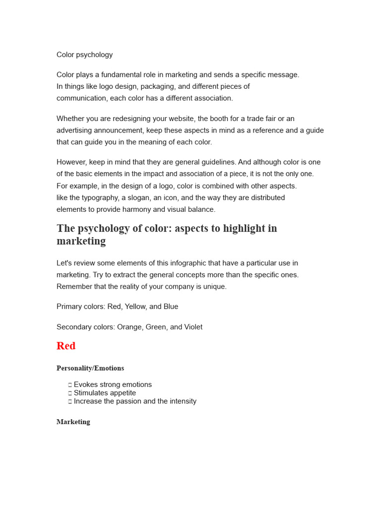 Color Psychology in Marketing Strategies | PDF | Color | Typography
