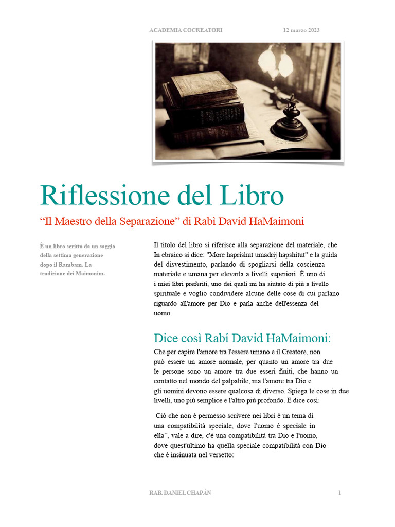 Riflessione Sul Libro Il Maestro Della Separazione - Compressed | PDF