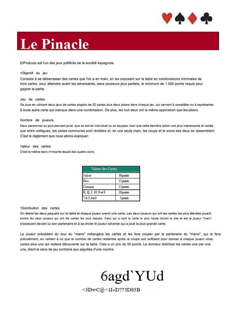 Règles du jeu de cartes El Pináculo | PDF