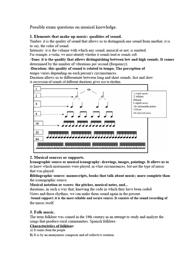 Exam Questions on Musical Knowledge | PDF | Ear | Classical Period (Music)