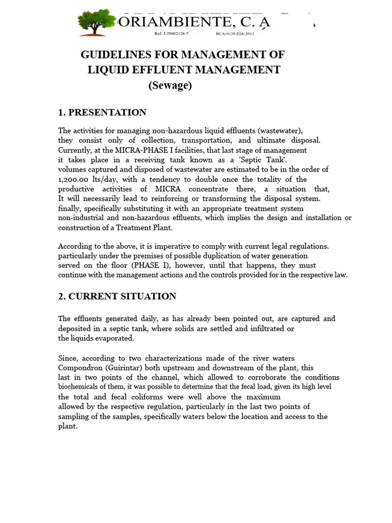 Liquid Effluent Management Guidelines | PDF | Sewage Treatment | Septic ...