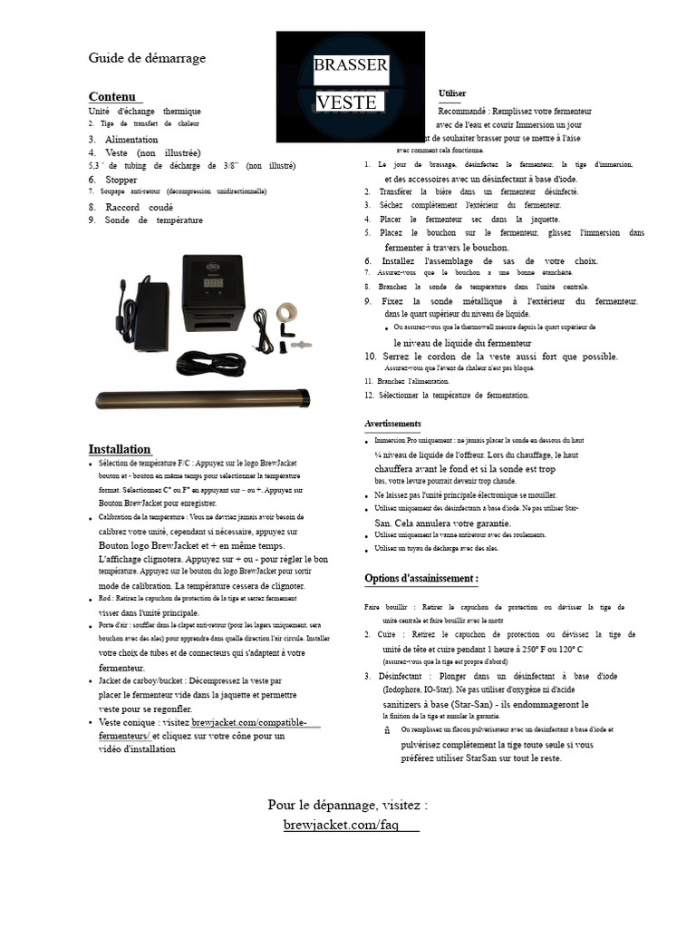 Guide d'installation du fermenteur BrewJacket | PDF | Température ...