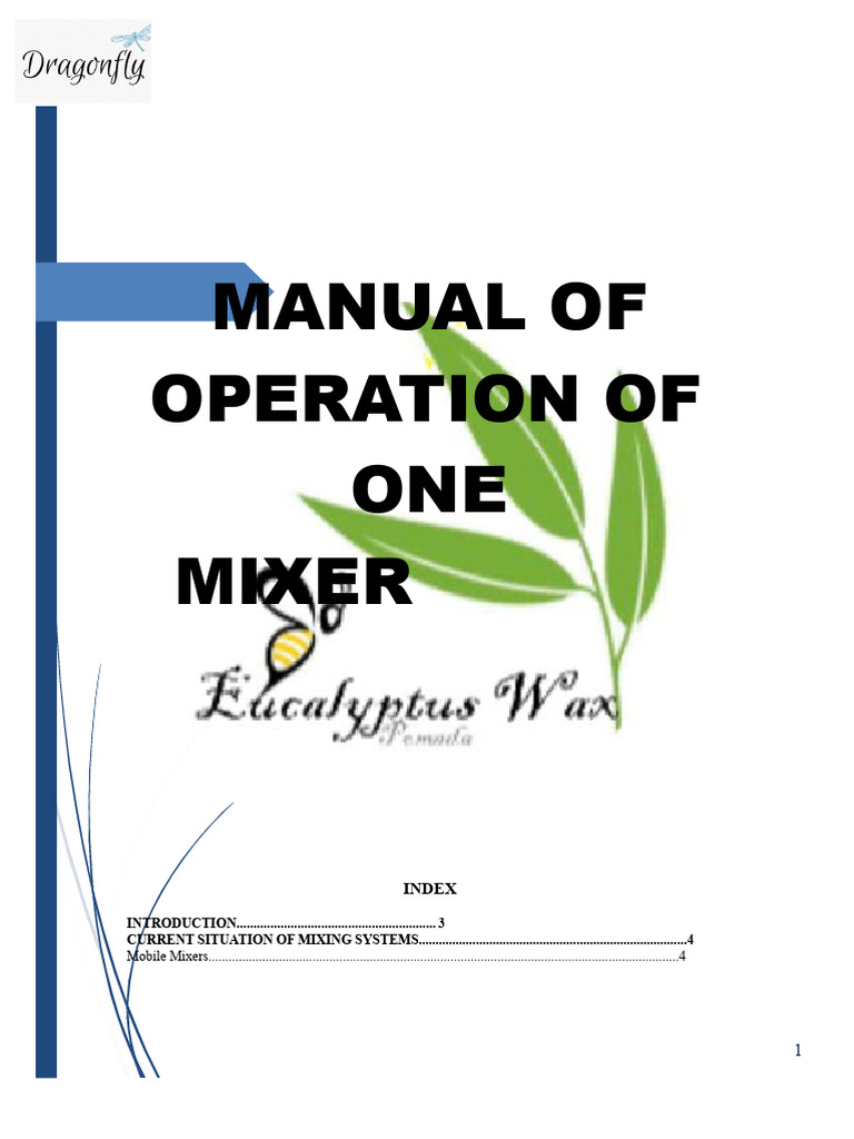 Mixer Operation and Safety Manual | PDF | Electric Motor | Mechanical ...