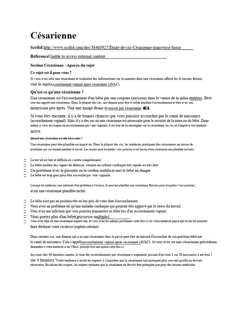 Comprendre la césarienne et ses indications | PDF | Césarienne ...