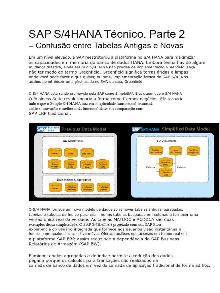 SAP S4HANA Parte Técnica 2 - Confusão Entre Tabelas Antigas e Novas ...