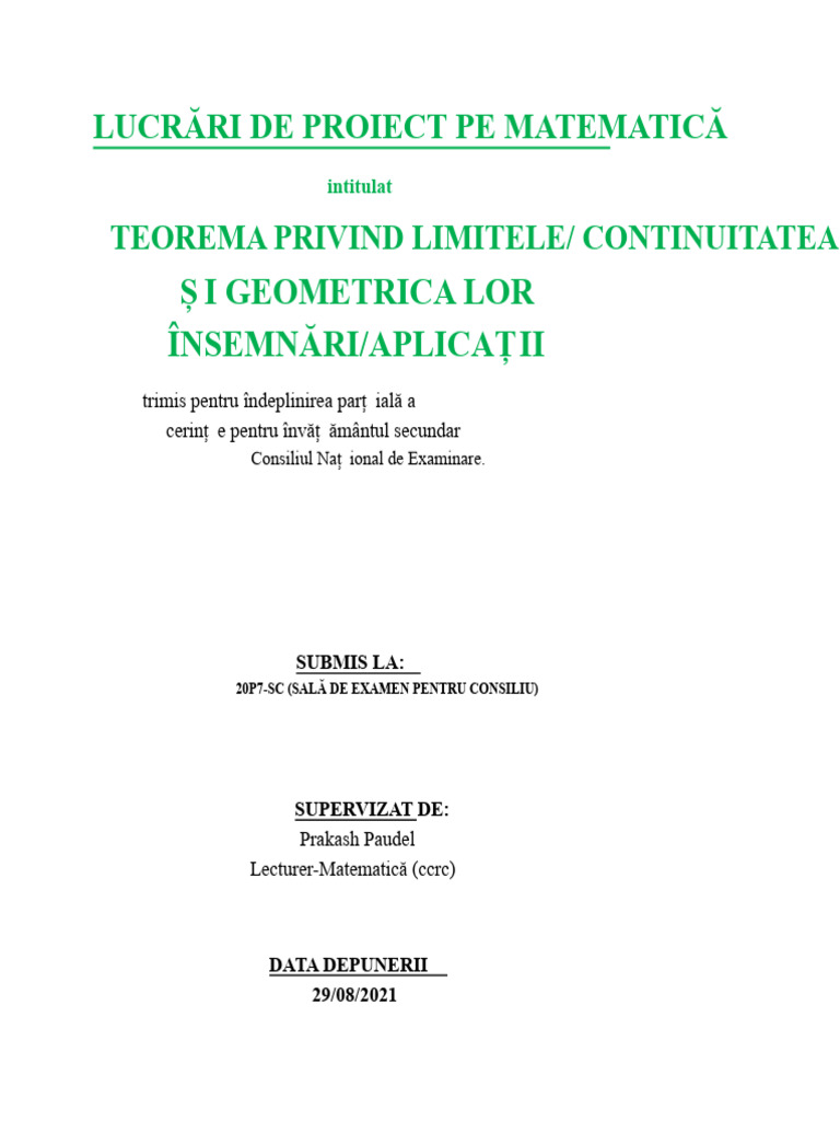 Proiect de Matematică | PDF