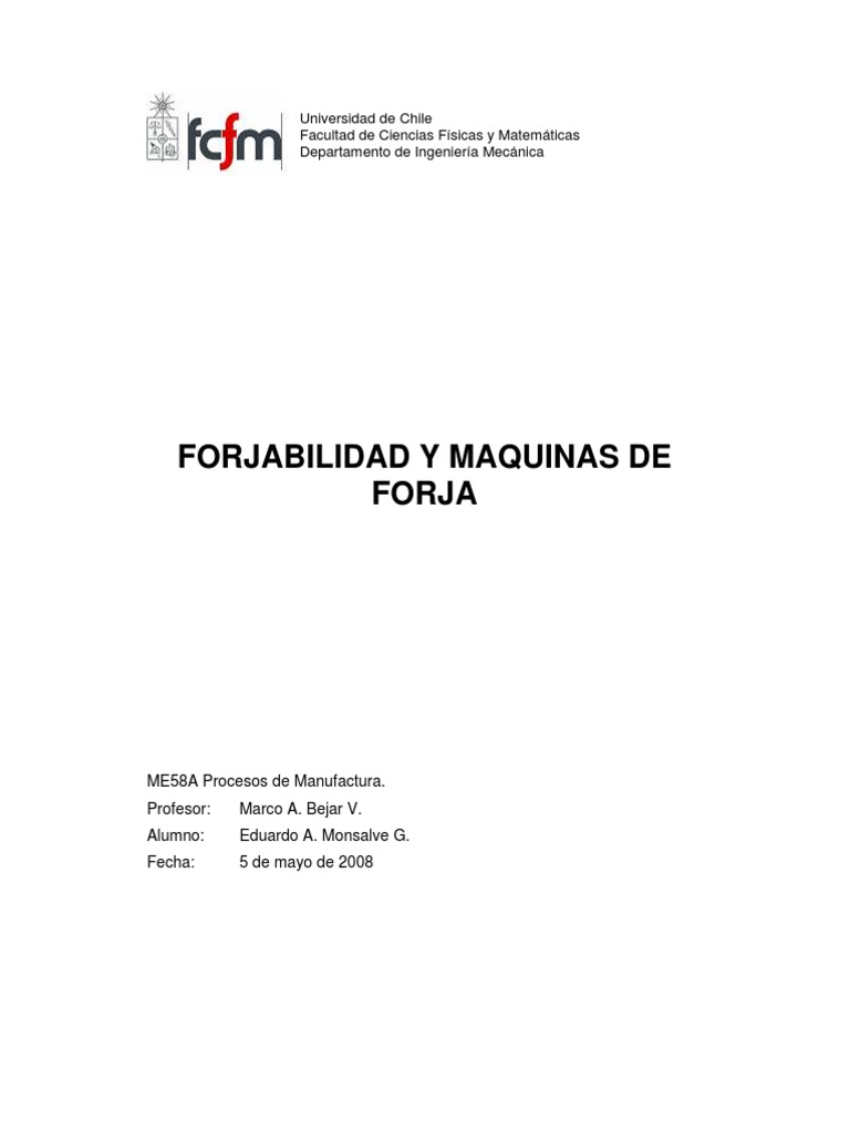 Forjabilidad y máquinas de forja | PDF | Plasticidad (Física) | Forjar