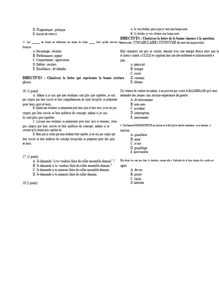 Questions de vocabulaire et grammaire | PDF | Réseautage social | Facebook
