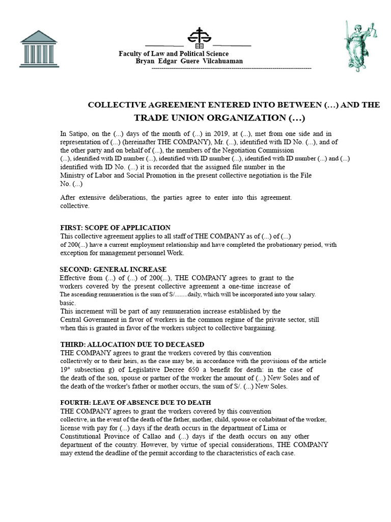 Collective Agreement for Company Workers | PDF | Collective Agreement ...