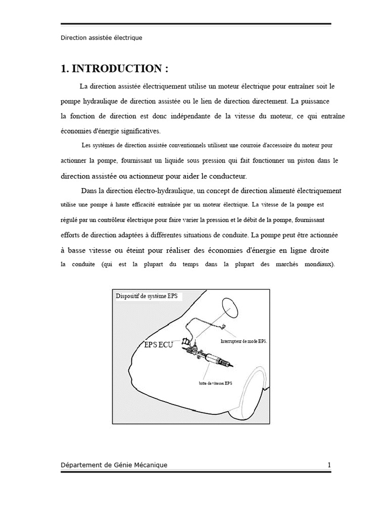Direction Assistée Électrique : Fonctionnement et Avantages | PDF ...