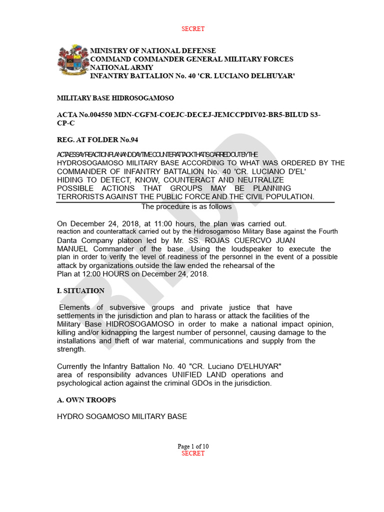 Hydrosogamoso Military Base Counterattack Plan | PDF | Military ...