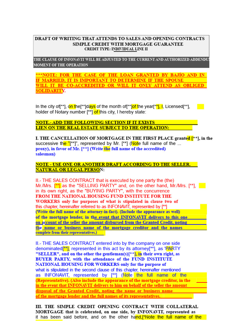 Sales and Mortgage Contract Draft | PDF | Credit | Finance & Money ...