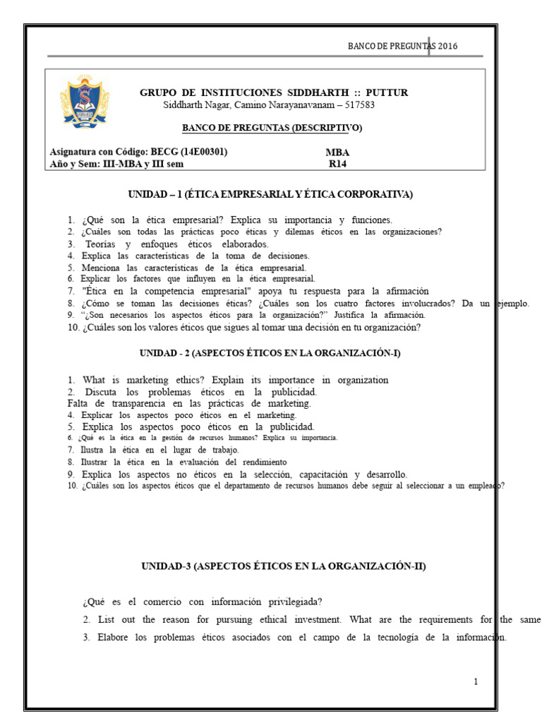 Preguntas de BECG | PDF | Responsabilidad social corporativa | Gobernancia