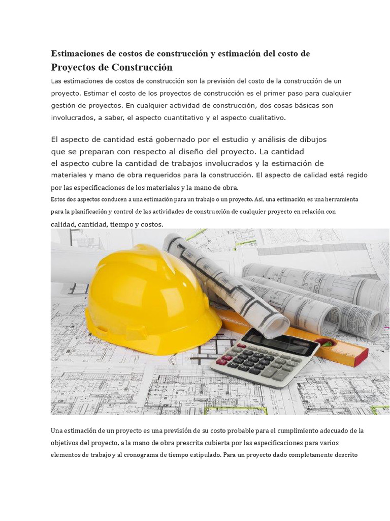 Estimación de Costos en Proyectos de Construcción | PDF | Presupuesto