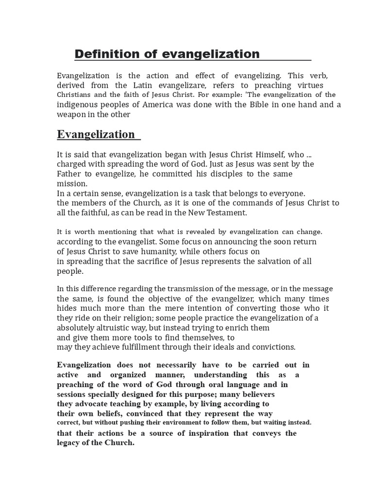 Understanding Evangelization | PDF | Eternal Life (Christianity ...