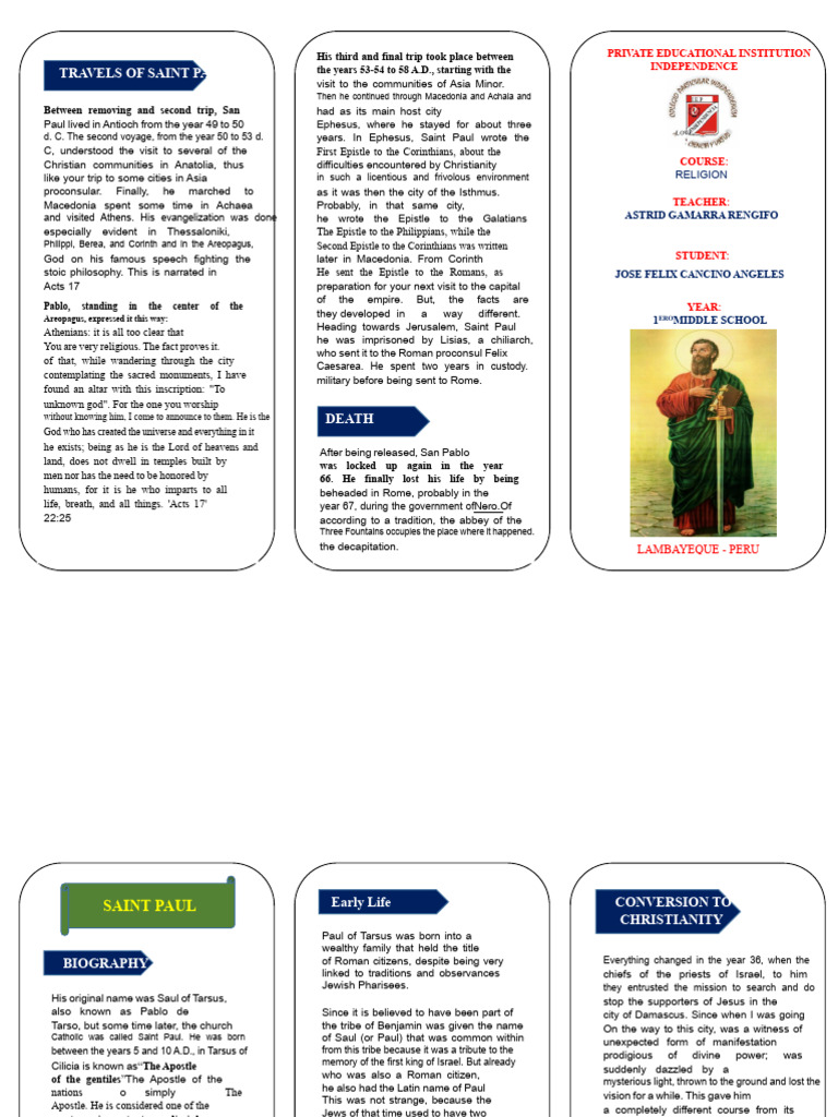 TRIPTYCH OF SAINT PAUL | PDF | Paul The Apostle | Early Christianity