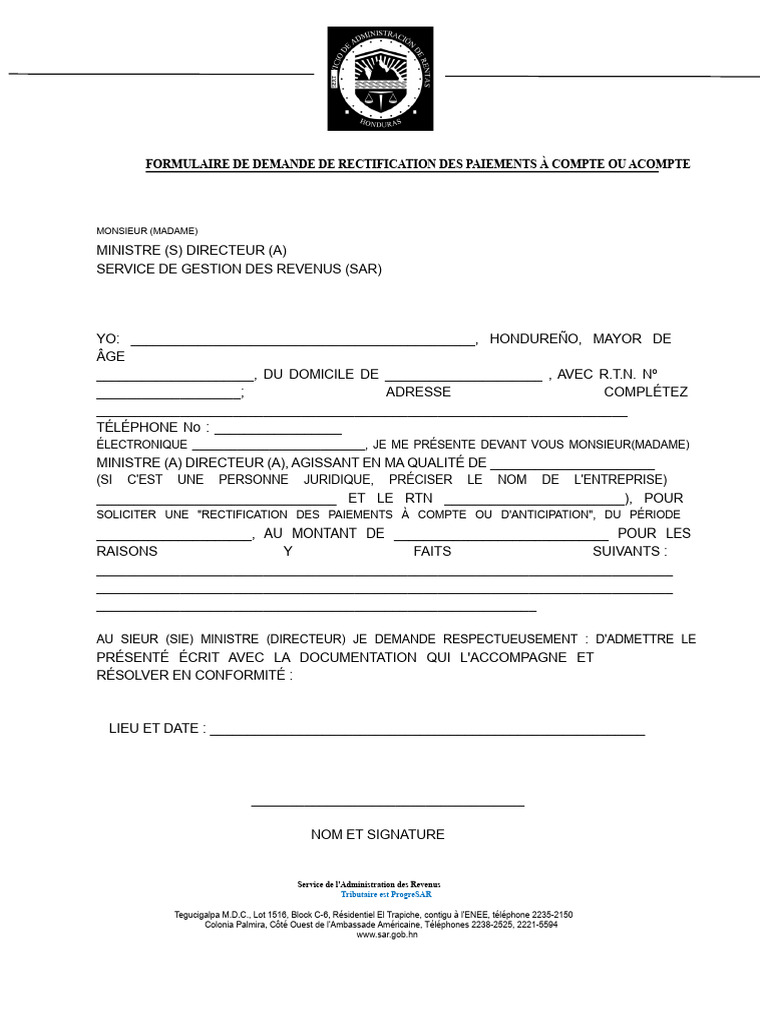 Demande de Rectification de Paiements | PDF