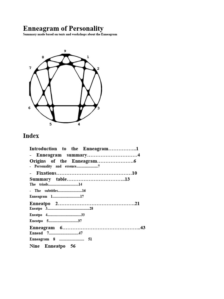 Summary of Enneagram Enneatypes | PDF | Enneagram Of Personality | Love