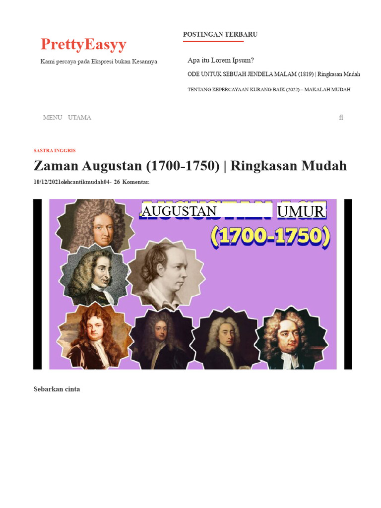 Zaman Augustan: Sastra 1700-1750 | PDF