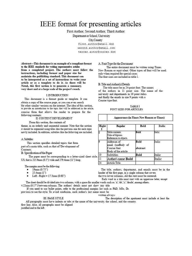 IEEE Article Format Guide | PDF | Typefaces | Paragraph