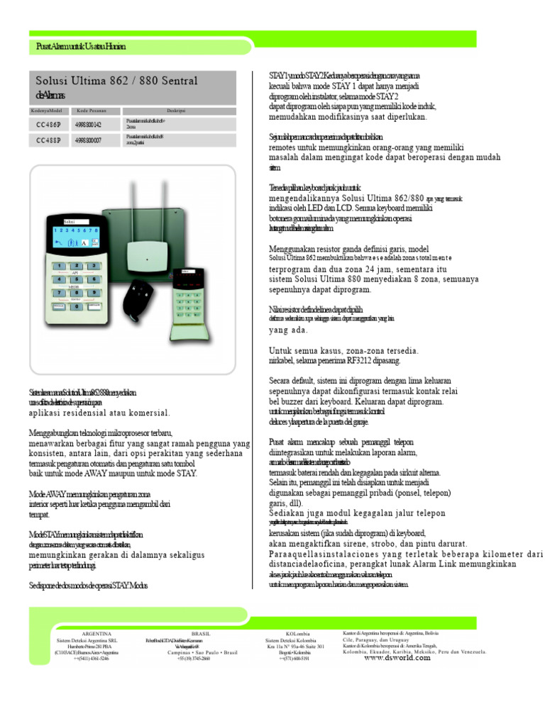 Pusat Alarm Solusi Ultima 862/880 | PDF