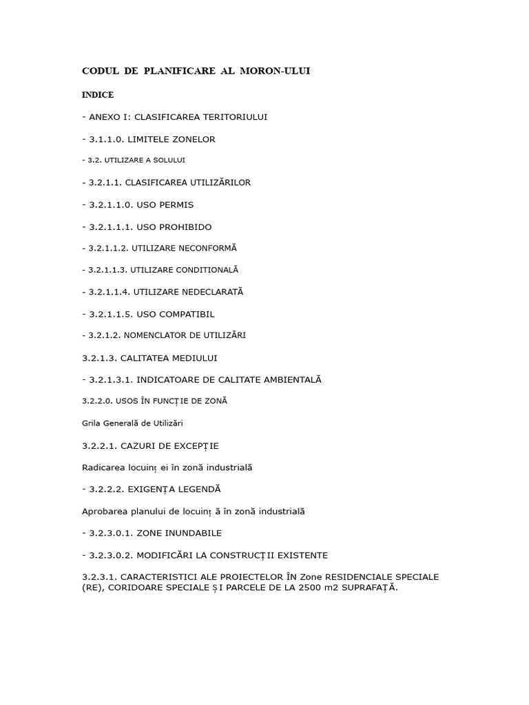 Codul de Planificare A Municipiului Moron | PDF