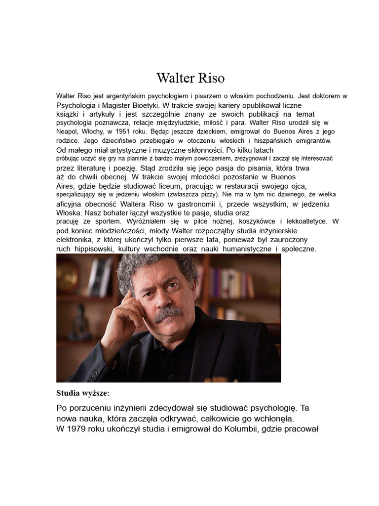 Walter Riso - Streszczenie Biografii | PDF