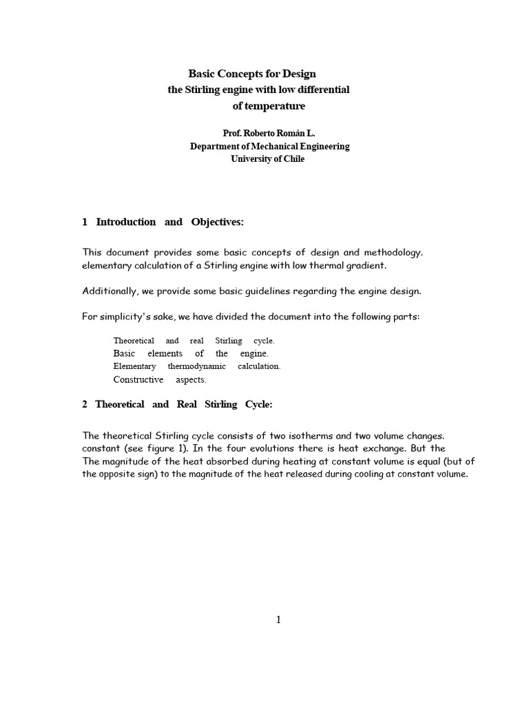 Stirling Engine Design Basics | PDF | Heat | Temperature