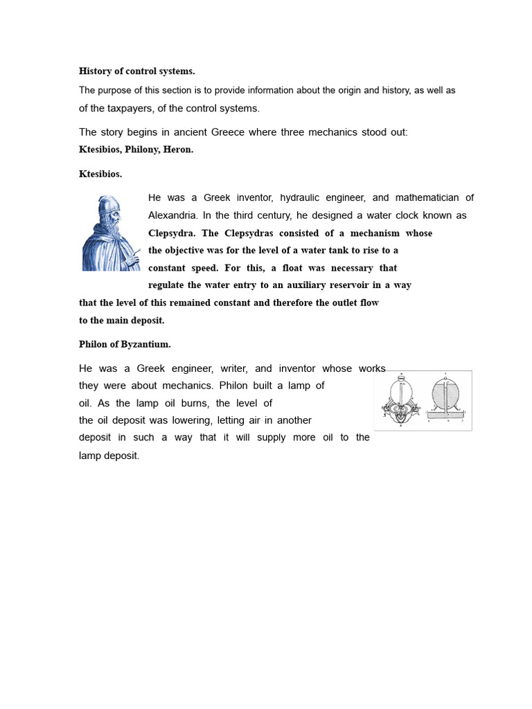 Origins of Control Systems History | PDF | Feedback | Mechanical ...